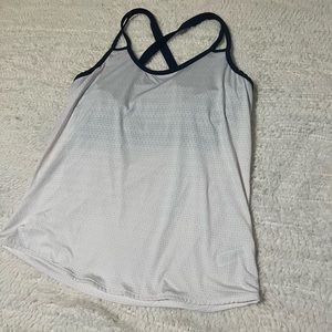 Athleta Full Force Womens White Mesh Built In Bra Open Back Athletic Tank Top M